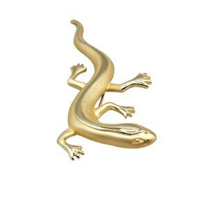 Lizard Salamander Brooch Newt Reptile Skink Figural Gold Tone Safety Closure